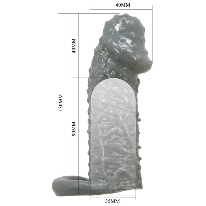 Extensie / Manson Penis Ultra-texturat, Cenusiu, +4 Cm 8