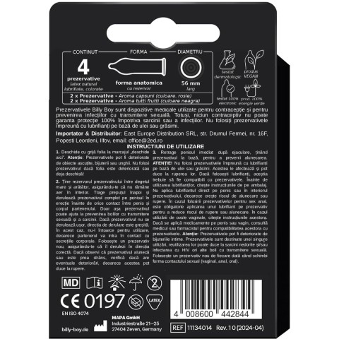 BILLY BOY, Prezervative Billy Boy Aroma Mix 4 Buc, pasiune.ro