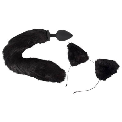 Set Pet Play Dop Anal Si Urechiuse Cu Blanita, Negru
