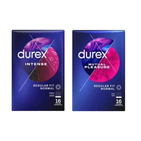 Durex, Pachet Prezervative Durex Mutual Pleasure 16 Bucati + Intense Orgasmic 16 Bucati , pasiune.ro
