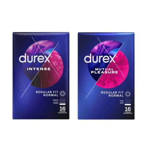 prezervative, Pachet Prezervative Durex Mutual Pleasure 16 Bucati + Intense Orgasmic 16 Bucati , pasiune.ro