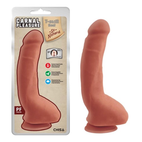dildo, Dildo Clasic Cu Ventuza Carnal Pleasure, Bronz, 23.5 Cm, pasiune.ro