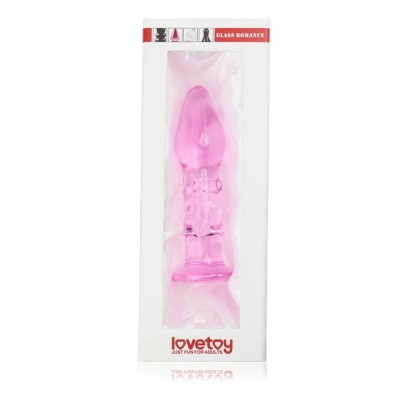Dop Anal Din Sticla Borosilicata Glass Romance, Roz, 14 Cm
