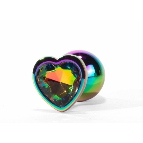 metal, Dop Anal Cu Bijuterie Secret Shine Metal Rainbowheart S, Multicolor, 7 Cm, pasiune.ro