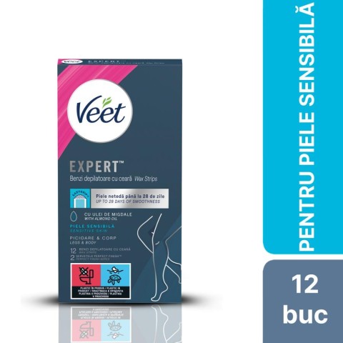 Veet, Benzi De Ceara Rece Veet Ulei De Migdale, Piele Sensibila, 12 Benzi, pasiune.ro