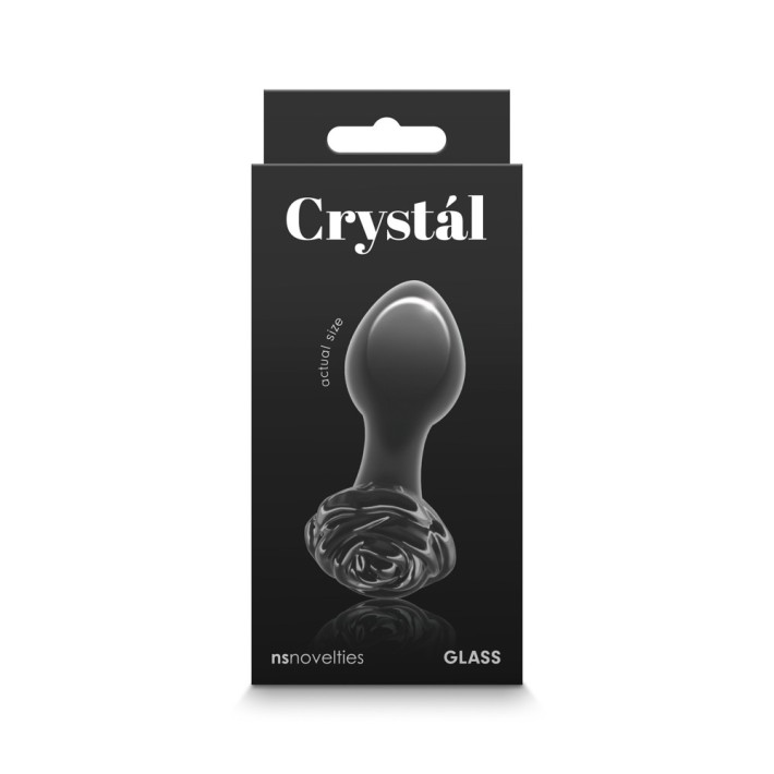 Dop Anal Din Sticla Crystal Rose, Negru, 9 Cm