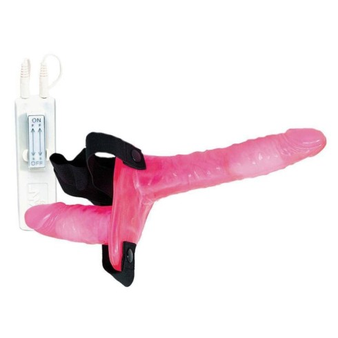 strap, Strap-on Dublu Cu Vibratii Joyride Duo, Roz, pasiune.ro