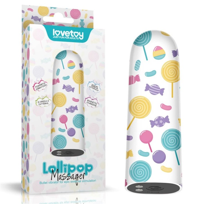 Glont Vibrator Reincarcabil Lollipop Massager, Multicolor, 8.5 Cm