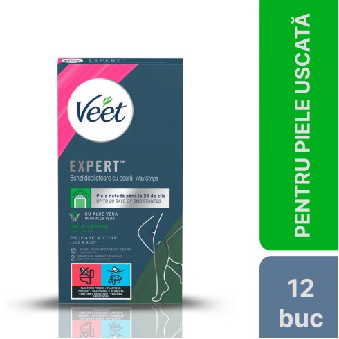 benzi, Benzi De Ceara Veet Aloe Vera Pentru Picioare, Piele Uscata, 12 Benzi, pasiune.ro