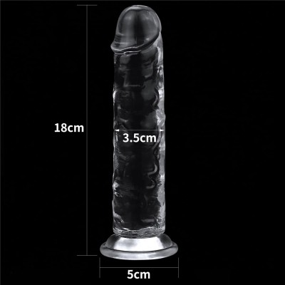 Dildo Realistic Cu Ventuza, Transparent, 17.8 Cm
