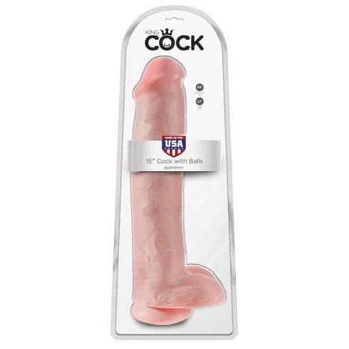 Dildo Clasic Cu Testicule King Cock, Natural, 38 Cm