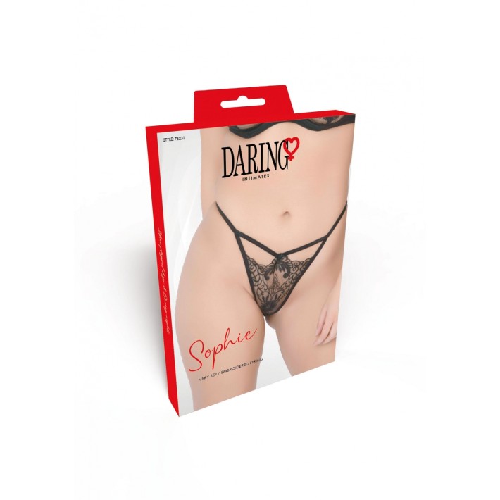 Tanga Sexy Cu Broderie Florala Daring Intimates Negru 8