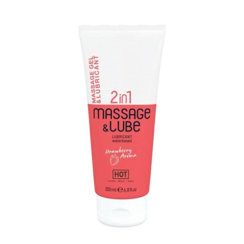 hot, Gel Lubrifiant Si Masaj 2in1 Strawberry, 200 Ml, pasiune.ro