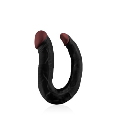 Dildo Dublu Hoodlum U-shaped, Negru, 40.5 Cm