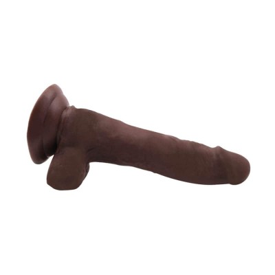 Dildo Realistic Cu Ventuza Flatterer, Brun, 18.5 Cm