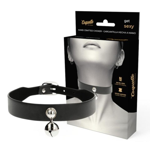 Coquette Accessories, Colier Din Piele Vegana Coquette Cu Accesoriu Clopotel, pasiune.ro