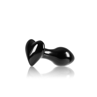 Dop Anal Din Sticla Crystal Heart, Negru, 9 Cm