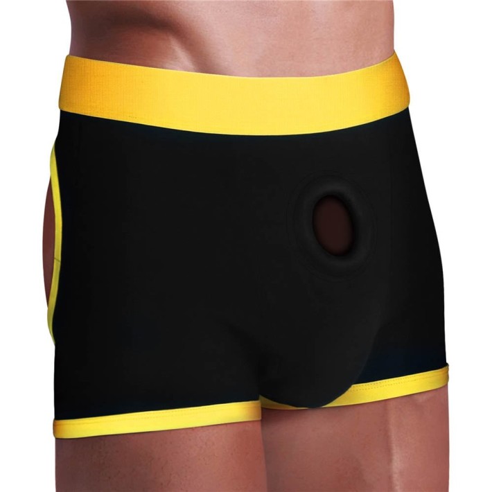 Boxeri Pentru Strap-on Horny Strapon Shorts, Negru + Galben, Xl/xxl (talie 94-106 Cm)