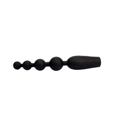 Bile Anale Cu Vibratii Bumpy Bead, Negru, 18.5 Cm
