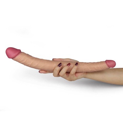 Dildo Realistic Dubla Penetrare Ladykiller, Natural, 35.5 Cm