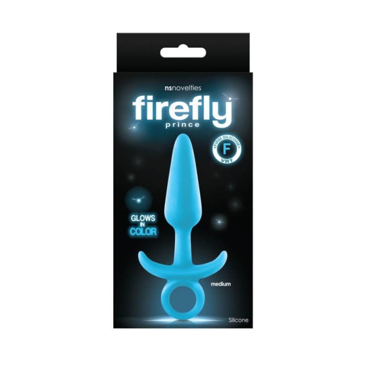 Dop Anal Fosforescent Firefly Prince, Medium, Albastru, 12.5 Cm