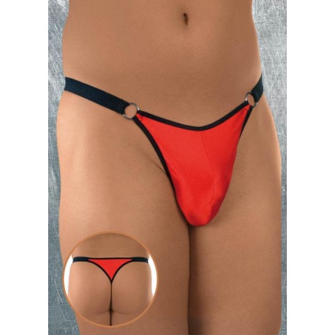 Lenjerie sexy barbati, Chiloti String, Rosu Cu Negru, S/l, pasiune.ro