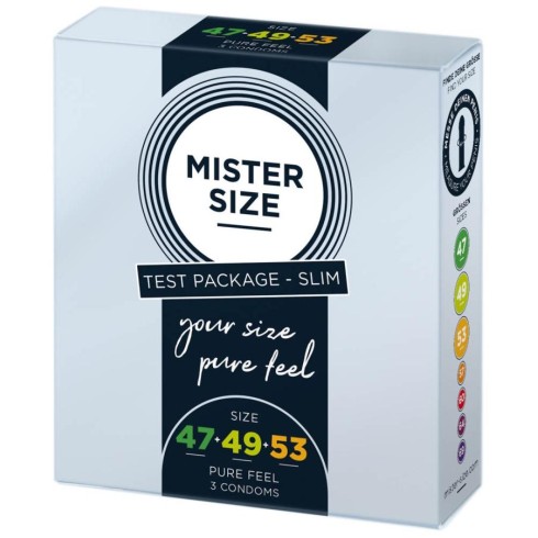 Prezervative Mister Size, Pachet De Test 3 Marimi Slim (47, 49, 53 Mm), 3 Buc.
