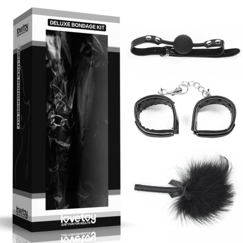 Stimulatoare, Set Accesorii Sexy Deluxe Bondage Kit Black Iii, 3 Piese, pasiune.ro