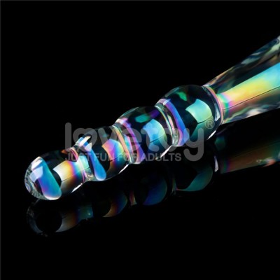 Dildo Sticla Twilight Gleam Glass Dildo- Rising Ripples, Transparent, 19 Cm