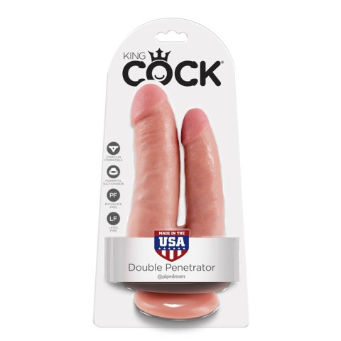 Pipedream - King Cock, Dildo Dublu King Cock Double Penetrator, Natural, 20 Cm, pasiune.ro