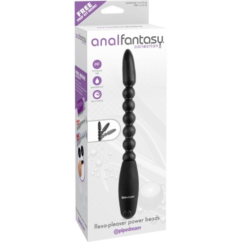 Pipedream - Anal Fantasy Collection, Vibrator Anal Flexa-pleaser Power Beads, Negru, 27 Cm, pasiune.ro