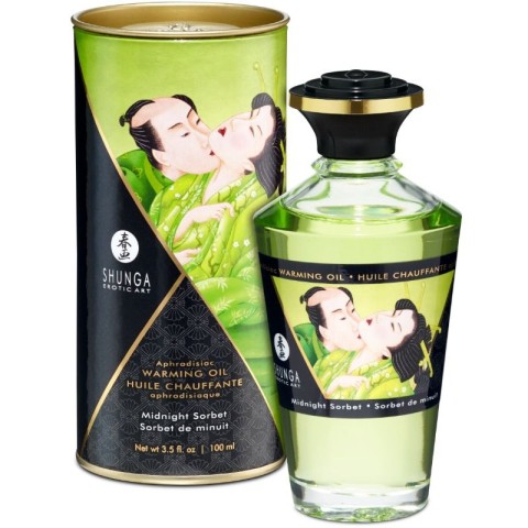 Shunga, Ulei Afrodiziac Cu Efect De Caldura Midnight Sorbet, 100 Ml, pasiune.ro