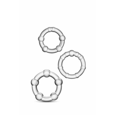 Set 3 Inele Penis Cu Margele Stay Hard, Transparent