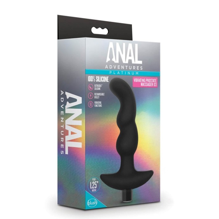Vibrator Anal Adventures Prostate Massager 03, Negru, 13 Cm