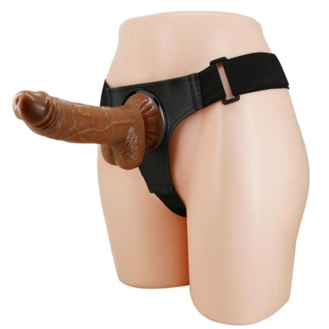 Strapon, Ham Strap-on Universal + Dildo Michael Harness Briefs, Brun, 18 Cm, pasiune.ro