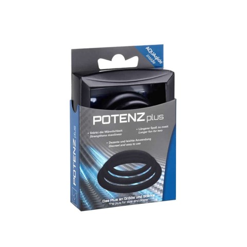 Inele penis, Set 3 Inele Penis Potenzone (s, M, L), Negru, pasiune.ro