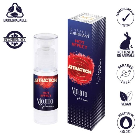 Mai Attraction, Lubrifiant Comestibil Cu Efect Incalzire Si Aroma Mohito, 50 Ml, pasiune.ro
