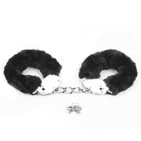 fetish, Fetish Pleasure Fluffy Hand Cuffs Black, pasiune.ro