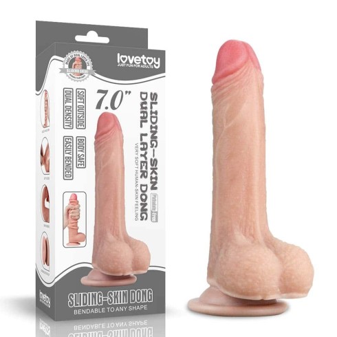 sliding, Dildo Silicon Dublu-stratificat Sliding Skin, Natural, 16.5 Cm, pasiune.ro
