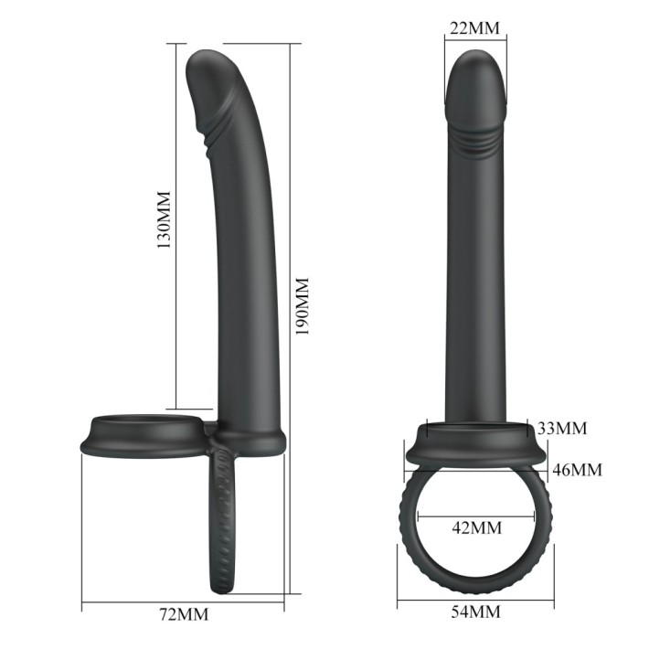 Inel Penis Cu Dildo Anal Moses, Negru, 13 Cm 2