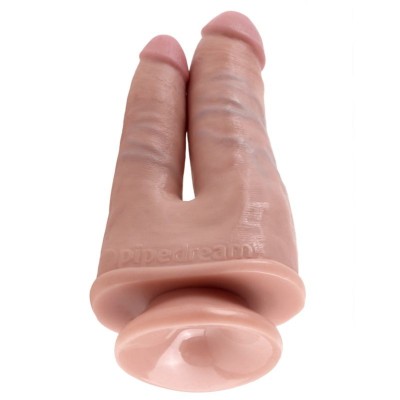 Dildo Dublu King Cock Double Penetrator, Natural, 20 Cm