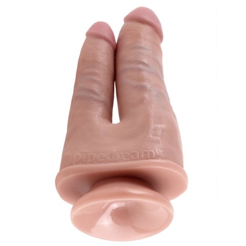 King Cock, Dildo Dublu King Cock Double Penetrator, Natural, 20 Cm, pasiune.ro
