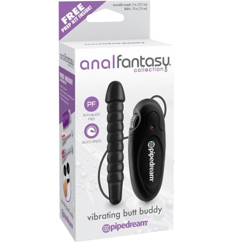 Anal Fantasy, Dop Anal Vibrating Butt Buddy, Negru, 13 Cm, pasiune.ro