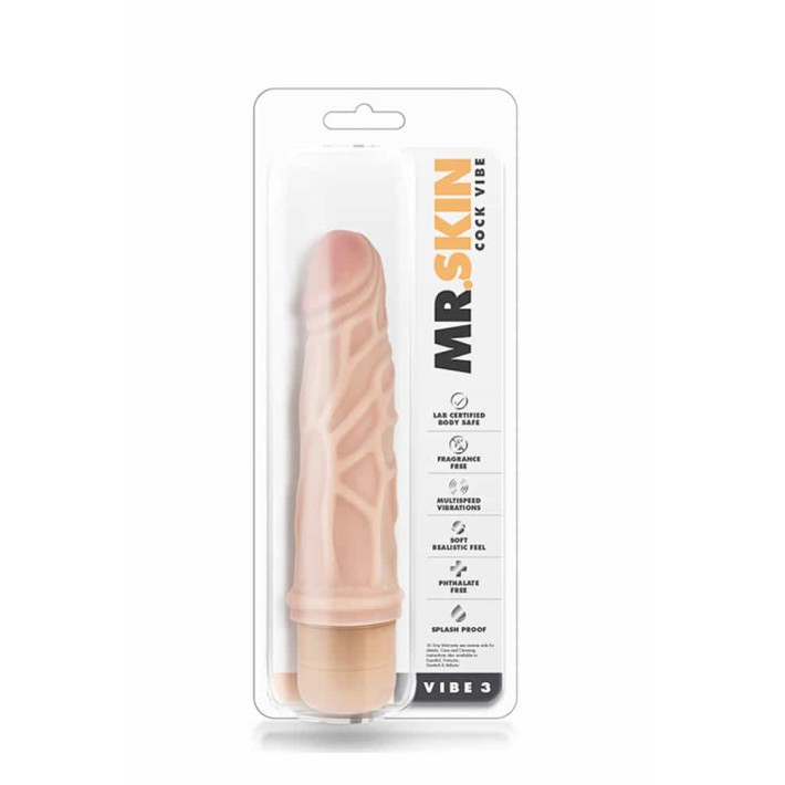 Vibrator Realistic Mr. Skin Cock Vibe 3, Natural, 18 Cm