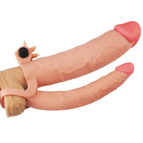 Mansoane penis, Extensie/manson Penis Dublu Cu Vibratii, Natural, +7.5 Cm, pasiune.ro