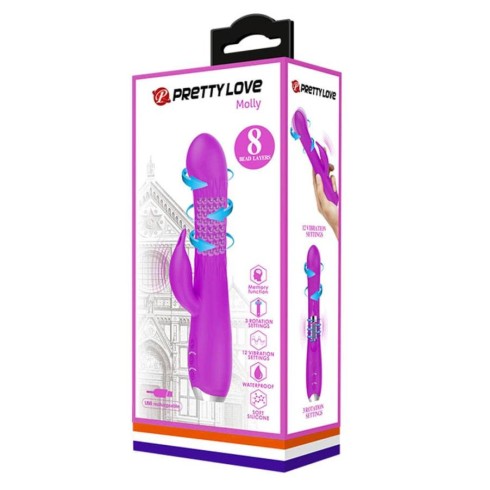 pretty, Vibrator Cu Rotatii Molly, Mov, 20.5 Cm, pasiune.ro