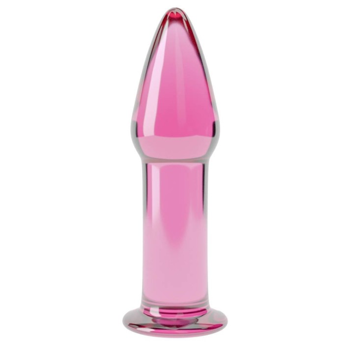 Dop Anal Din Sticla Borosilicata Glass Romance, Roz, 12 Cm