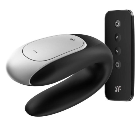 double, Vibrator Pentru Cupluri Double Fun, Negru, pasiune.ro