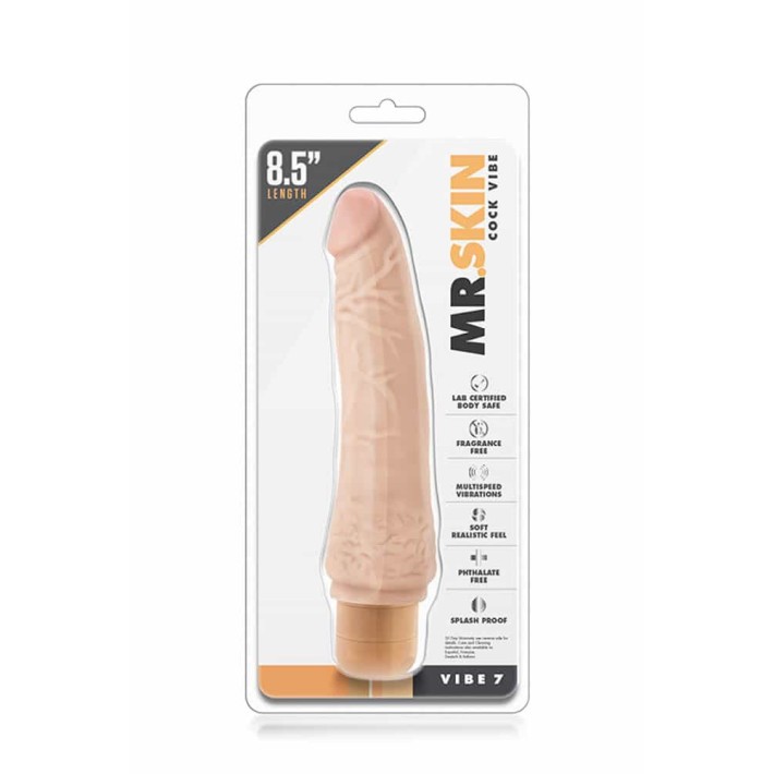 Vibrator Realistic Mr. Skin Cock Vibe 7, Natural, 21.5 Cm