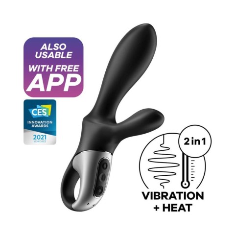 Vibratoare Anale, Vibrator Special Unisex Heat Climax+, Negru, 20 Cm, pasiune.ro